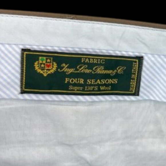 6 East Flat Front Wool Dress Pants Men's 40 Tan Loro Piana Four Seasons Italy - Picture 1 of 10